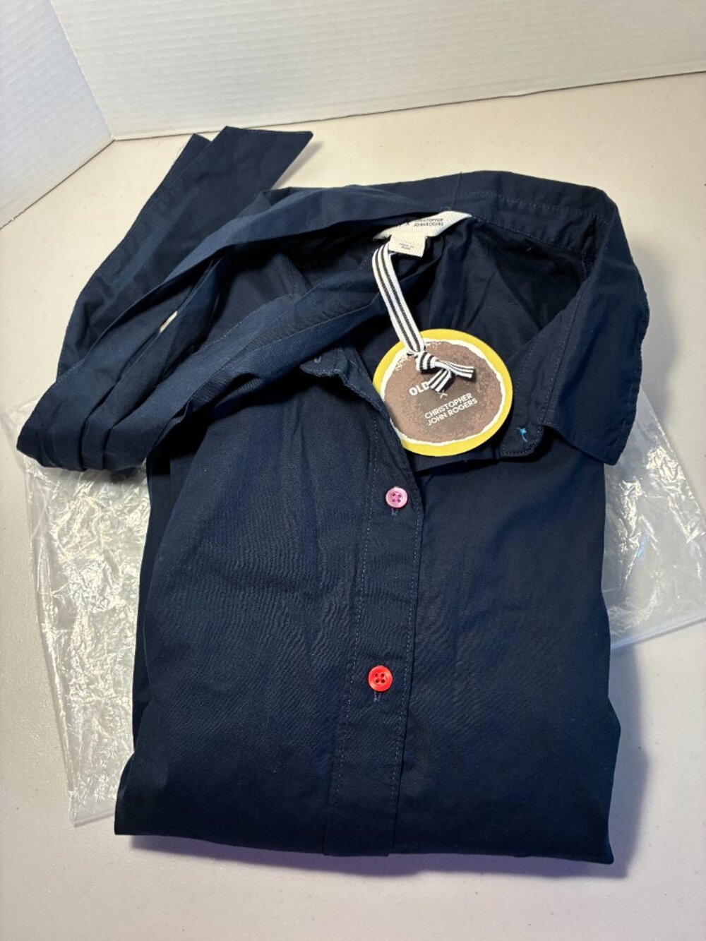 Old Navy x Christopher John Rogers Maxi Shirt Dress Poplin Cotton Navy Blue NWT - Picture 10 of 11